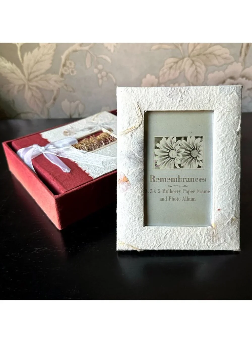 Vintage Remembrances Mulberry Paper Photo Album & Frame Gift Set NIB Botanical